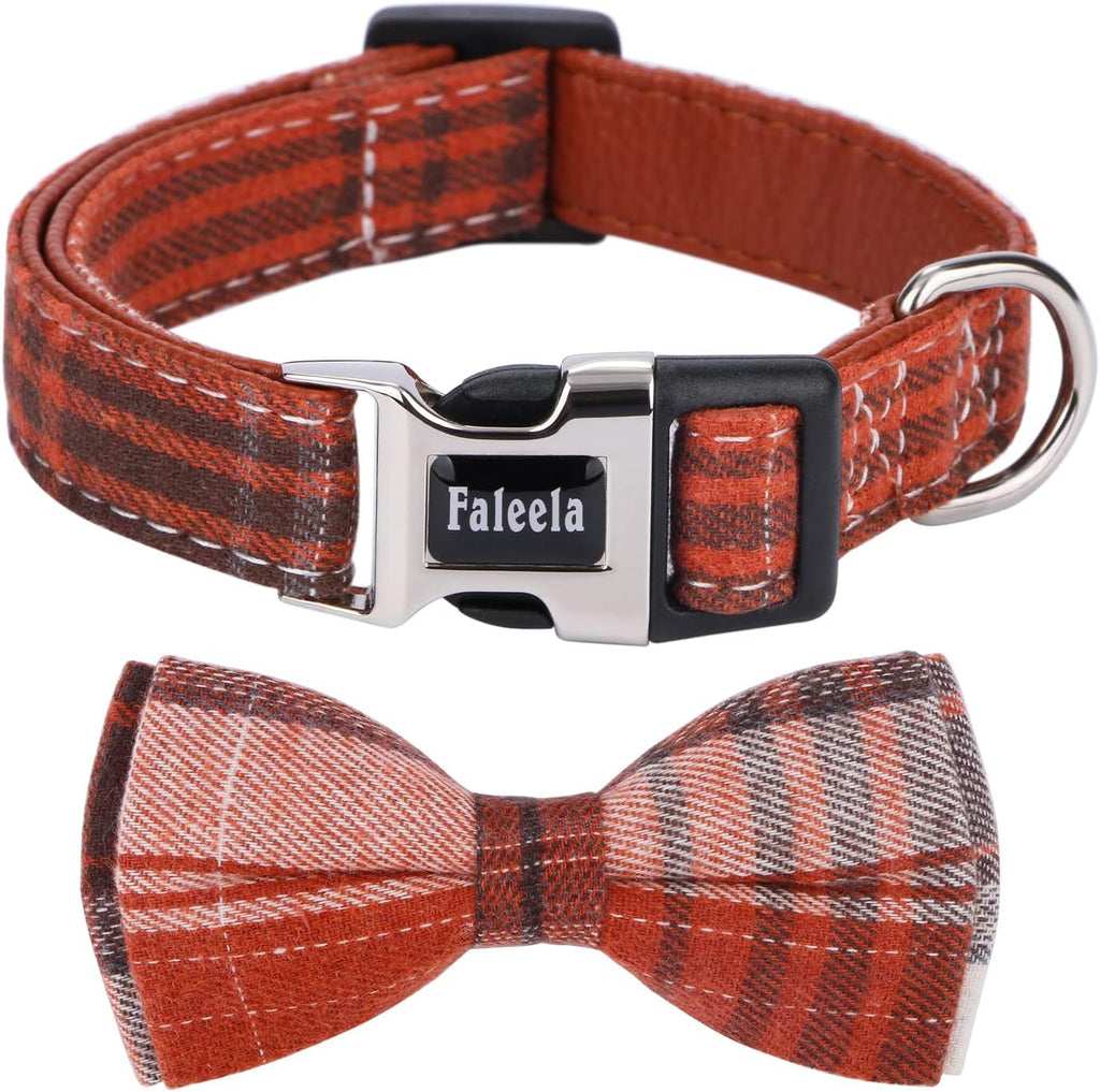 Faleela Soft &Comfy Bowtie Dog Collar,Detachable and Adjustable Bow Tie Collar,for Small Medium Large Pet (S, Beige)