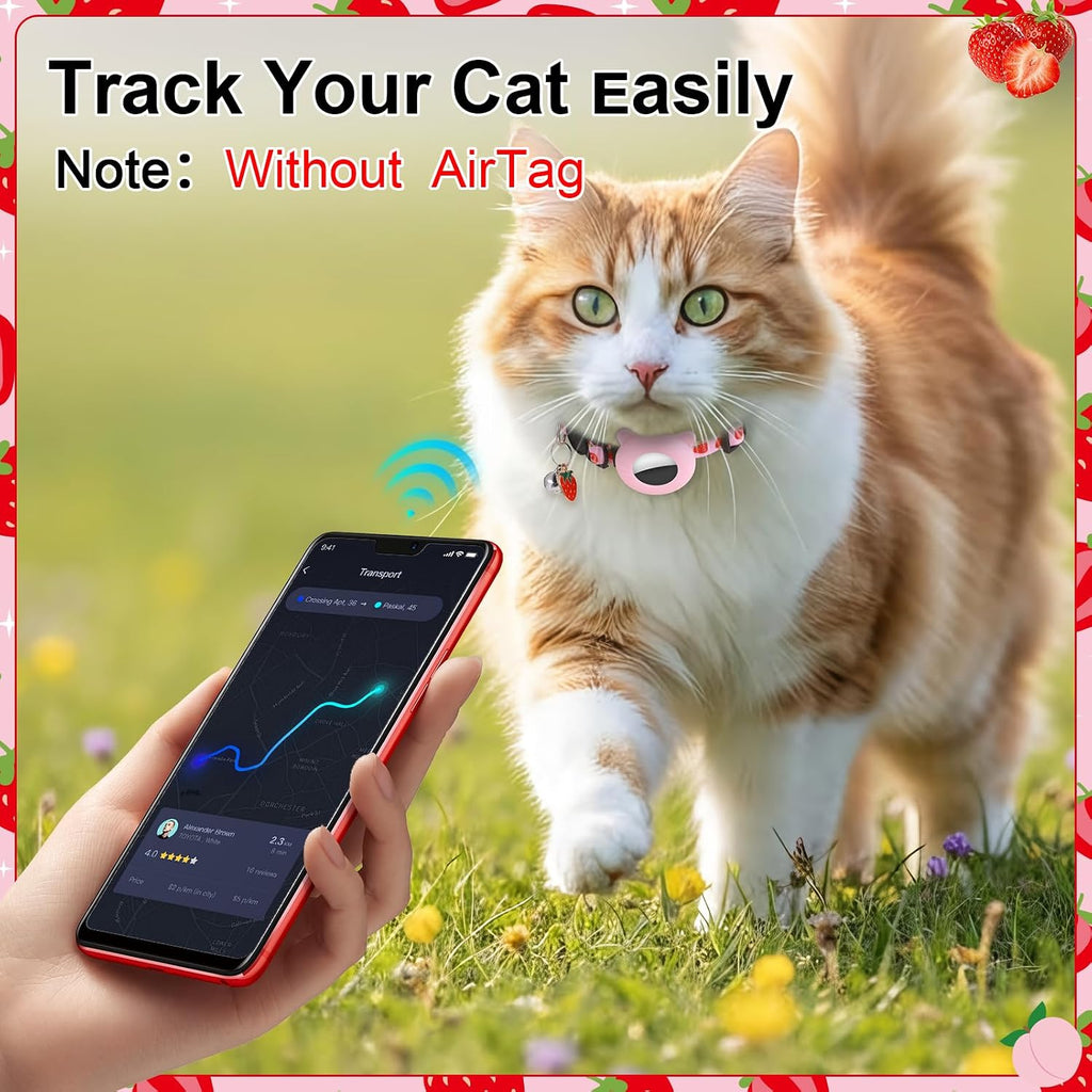 3 Pack Airtag Cat Collar Breakaway Fruit Cat Collars with Air Tag Holder