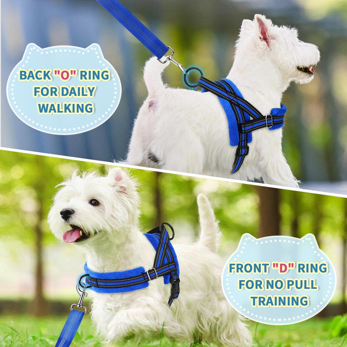 Lukovee Small Dog Harness and Leash Set, No Pull Soft Padded, 4ft Leash, XS