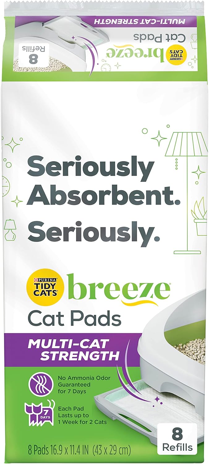 Purina Tidy Cats Cat Litter Accessories, Breeze Pads Refill Pack Multi Cat Litter 8 Count Bag 8 Count (Pack of 8)