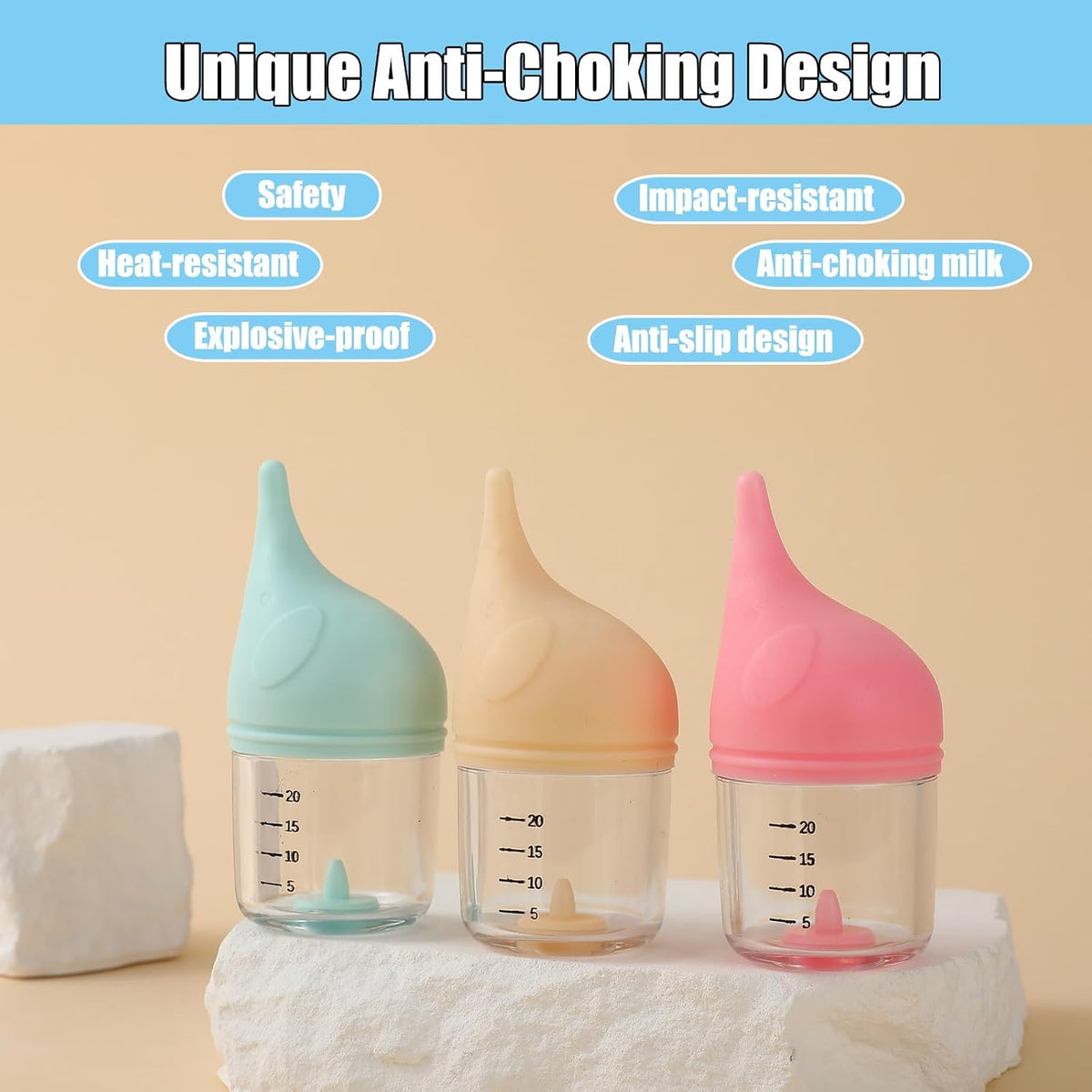 Kitten Bottle Feeding Kit for Nursing, Milk Bottles for Feeding Newborn Puppies,Anti-chocking Design with 3pcs Replaceab