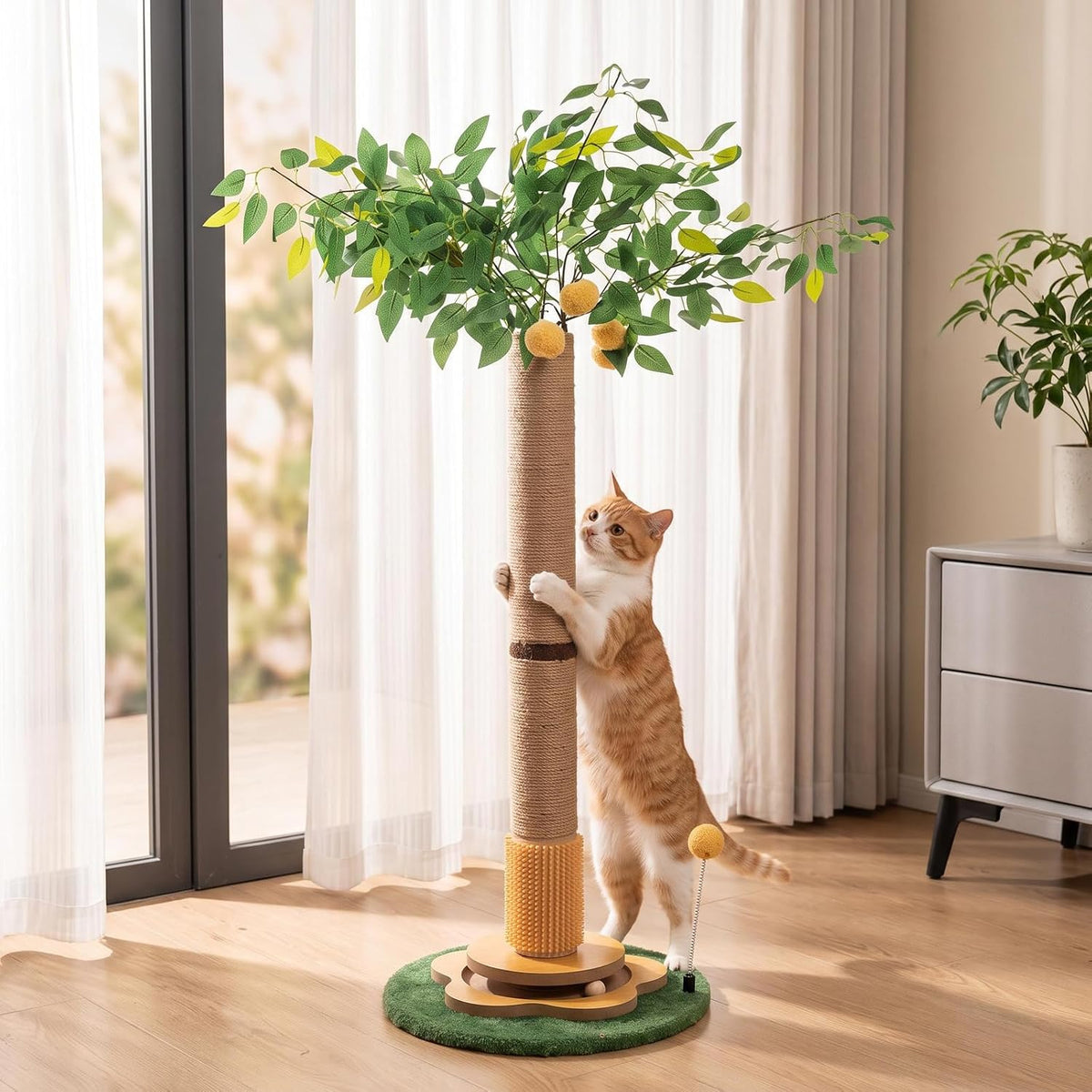41" Tall Cat Scratching Post for Large Cats, Sisal Scratcher Toys