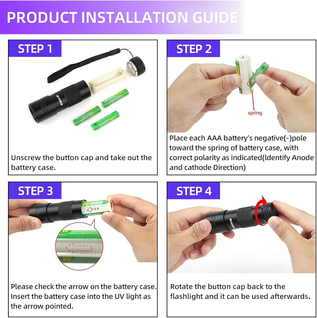 UV Flashlight Black Light–Small Portable Mini 12 LED Blacklight Flashlight for Hidden Stain Detection in Room, Resin Cur