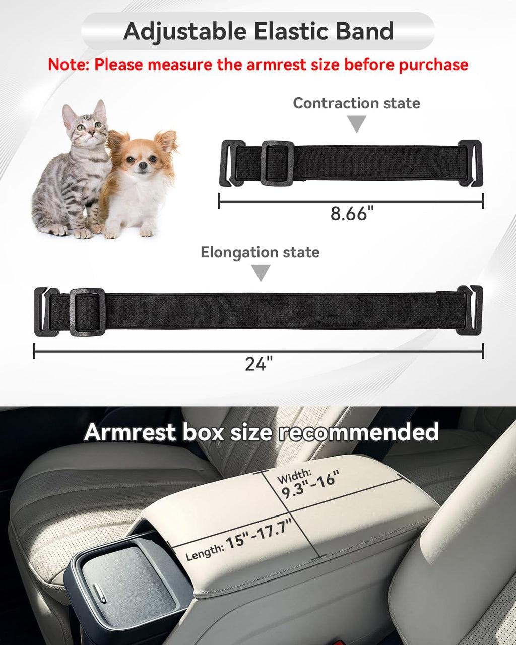 PETSFIT Center Console Dog Car Seat with Adjustable Seat-Rail Anchor Hooks