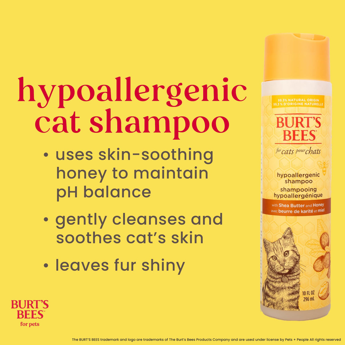 Burt's Bees for Pets Hypoallergenic Cat Shampoo, Shea Butter, 10 Fl Oz