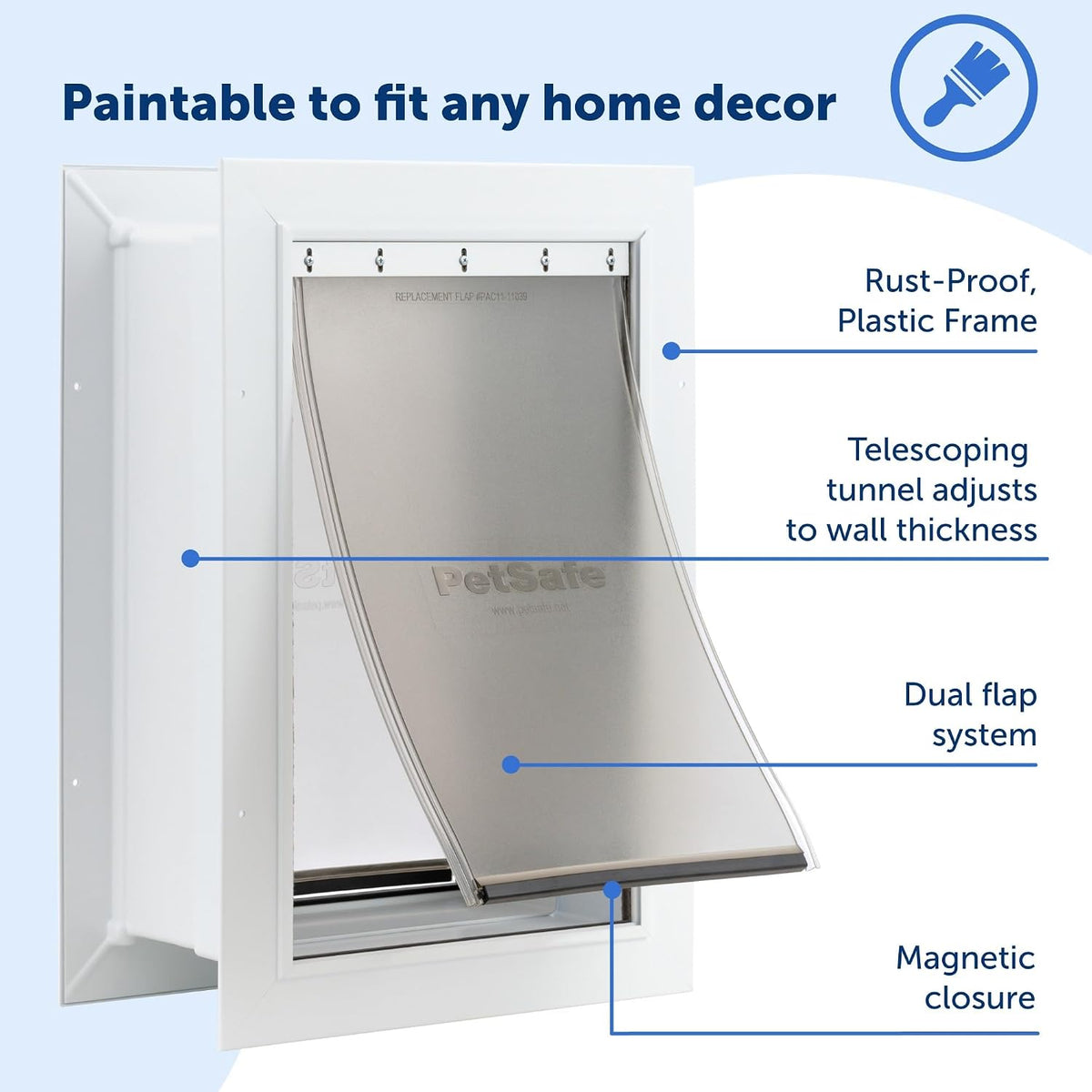 PetSafe Wall Entry Pet Door, Telescoping, Dogs up to 100 lb, Large