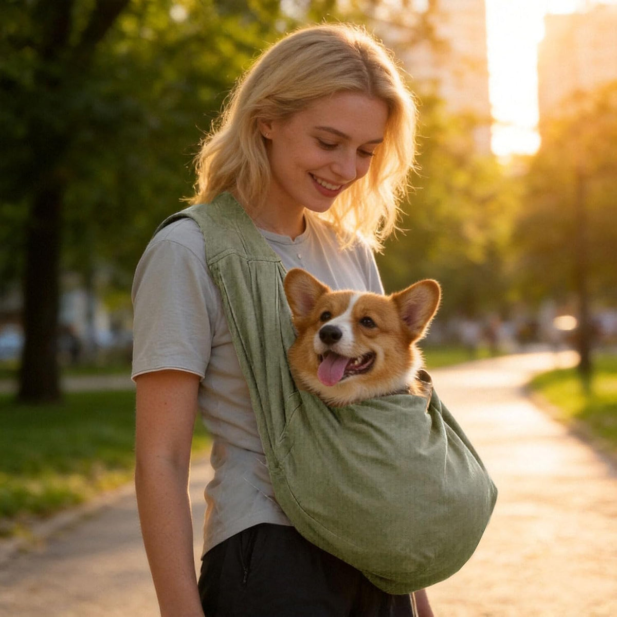 Large Dog Sling Carrier for Pets up to 40 Lbs, Heavy‑Duty Canvas Pet Sling