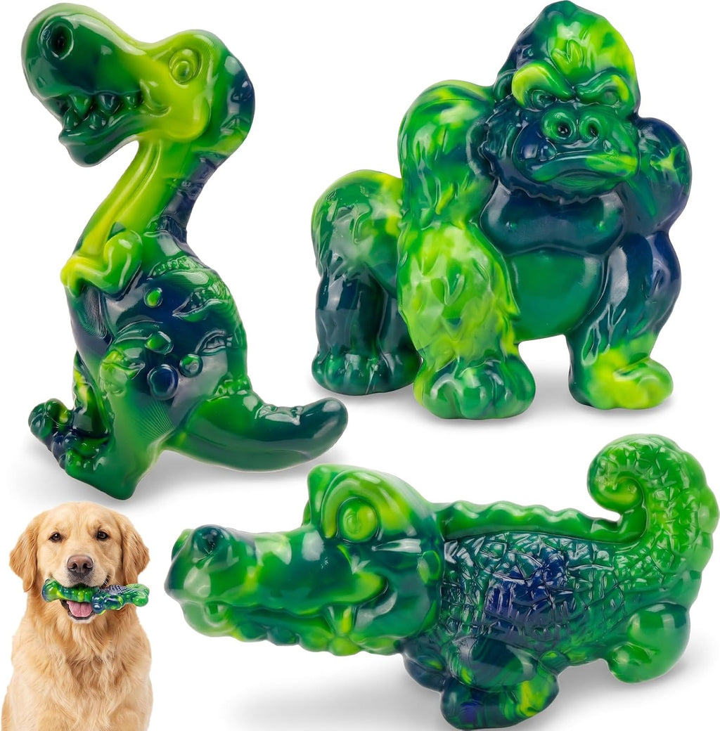 3-Pack Tough Dog Chew Toys for Aggressive Chewers, 25-80 lbs, Green