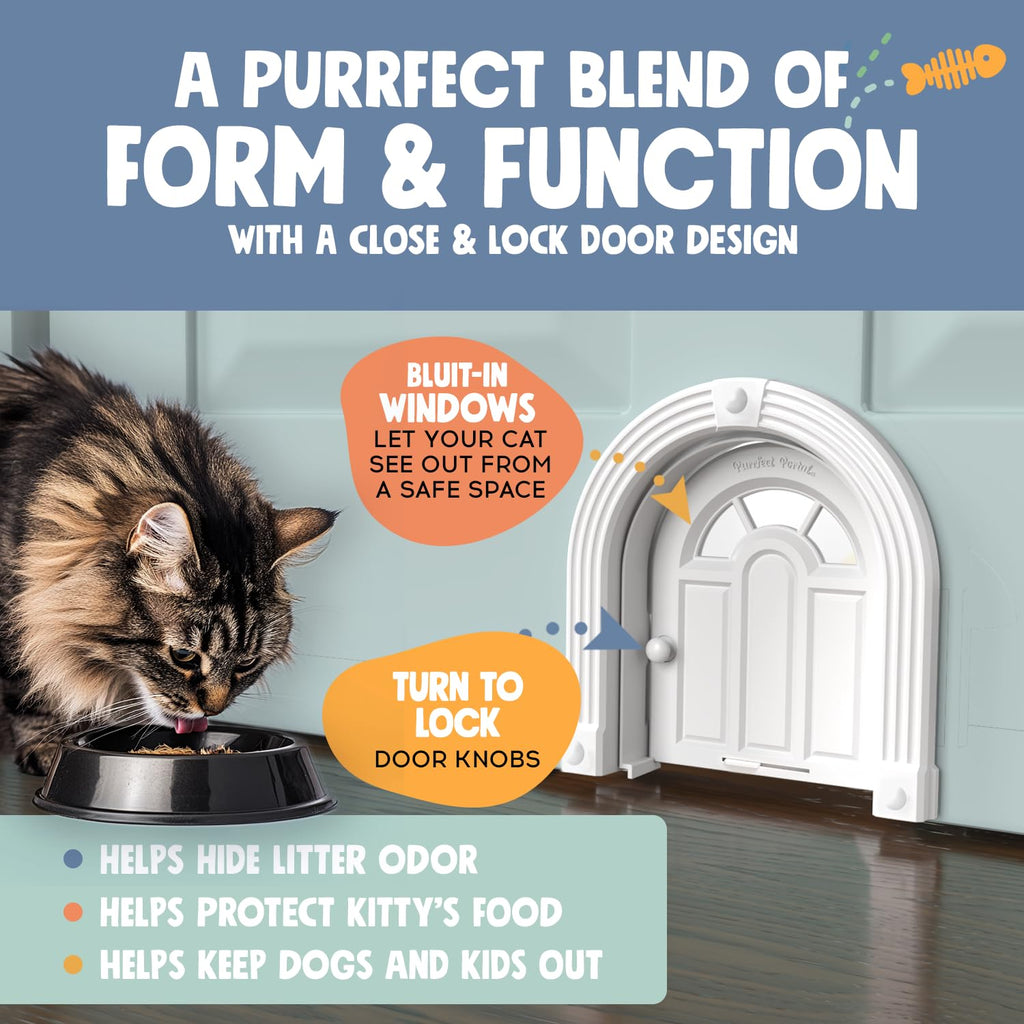 Purrfect Portal Meow Manor® Cat Door Interior Door - No-Flap, Fits Cats Up to 20 lbs, Easy DIY Setup, No Training Needed