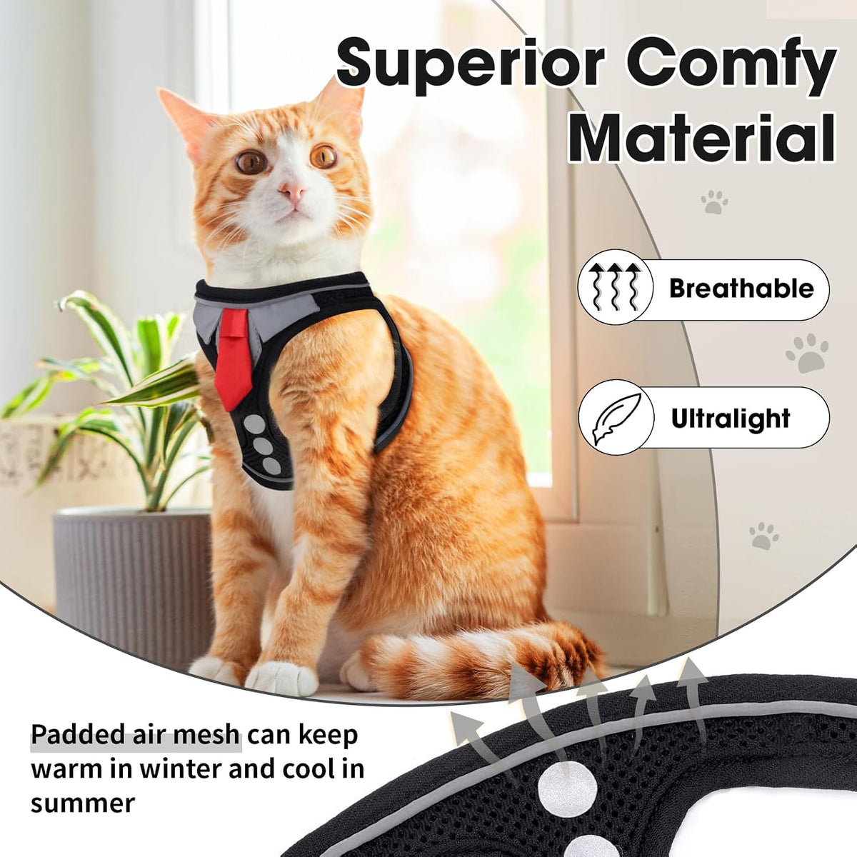 Cat Harness and Leash Set for Walking Escape Proof Vest for Kitten