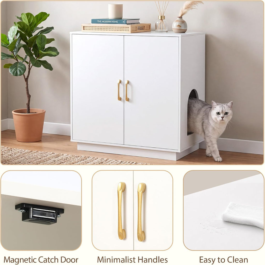 Gitelsnour 30.9'' Litter Box Enclosure Furniture- Hidden Storage, CLB003WT