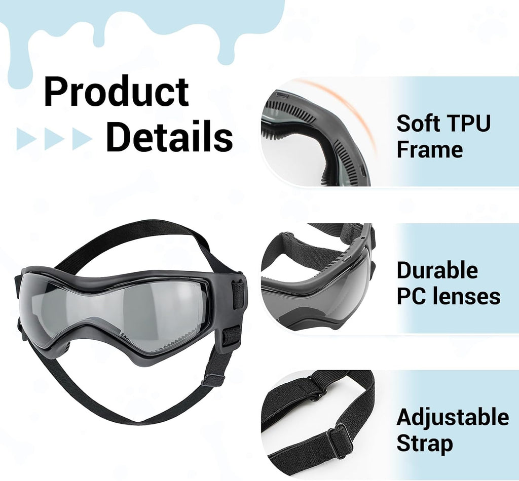 Dog Helmet and Goggles for Small Dogs - Pet Goggles Pet Motorcycle Helmet Hat with Ear Holes Adjustable Straps Safety He