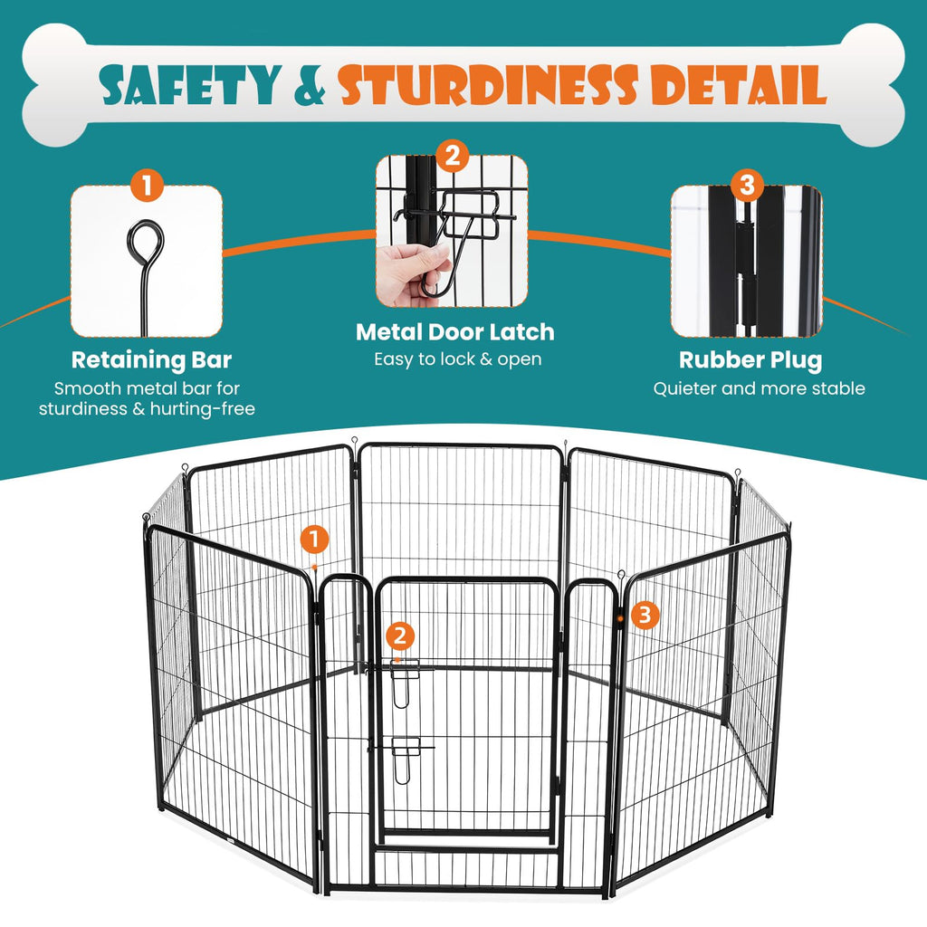 NEWBULIG Dog Playpen Indoor 8 Panels 32 Inch, Outdoor Metal Dog Fence Pen