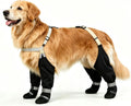 Dog Full Four-Leg Cover Boots Waterproof with Reflective Strap，Black：S