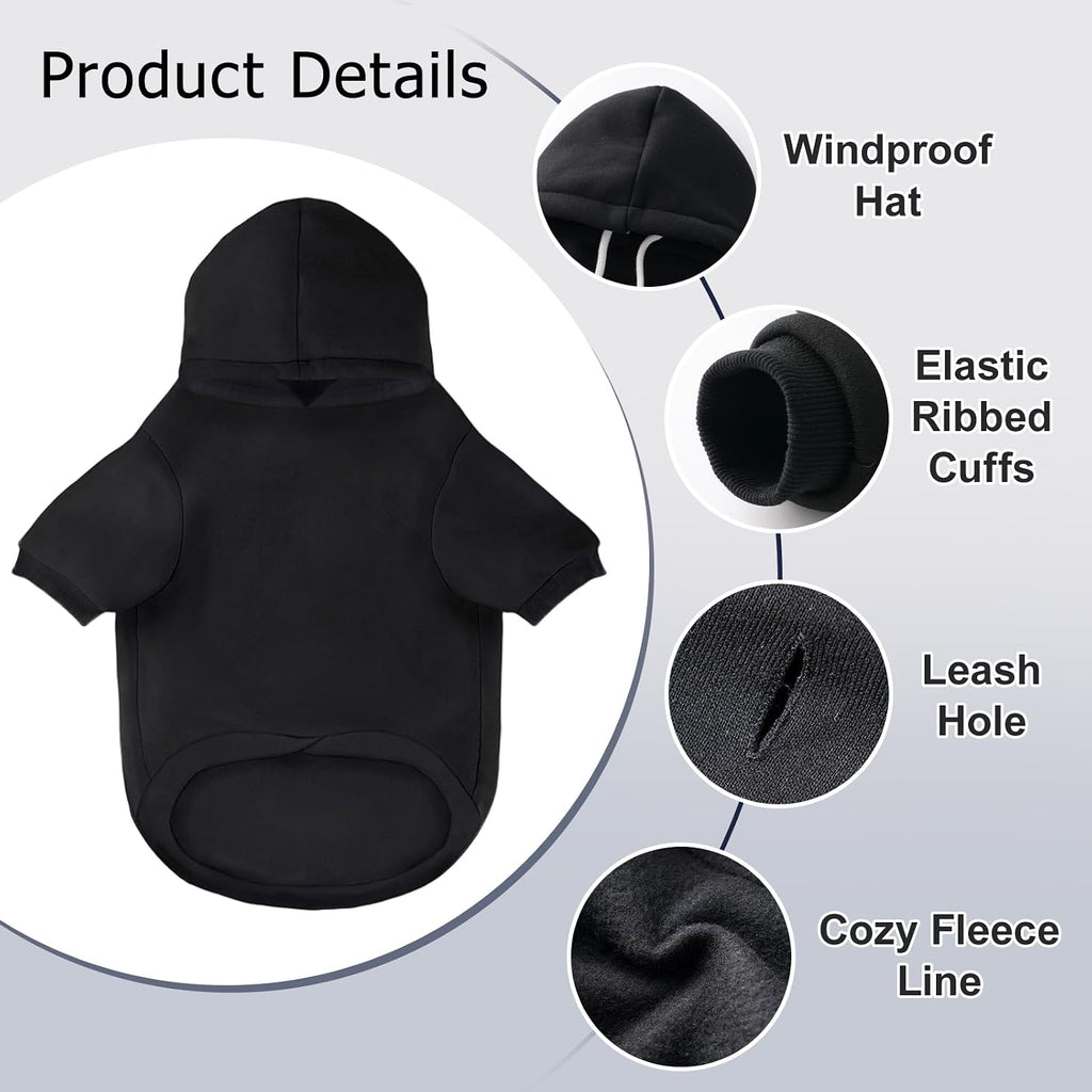 Dog Basic Hoodie Soft Dog Clothes Cold Weather Sweaters for Medium Large Dogs Cozy Fabric Warm Sweatshirt with Leash Hol