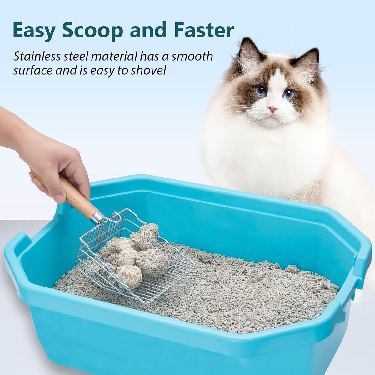 Metal Cat Litter Scoop, Heavy Duty Kitty Litter Sifter Scooper, Short