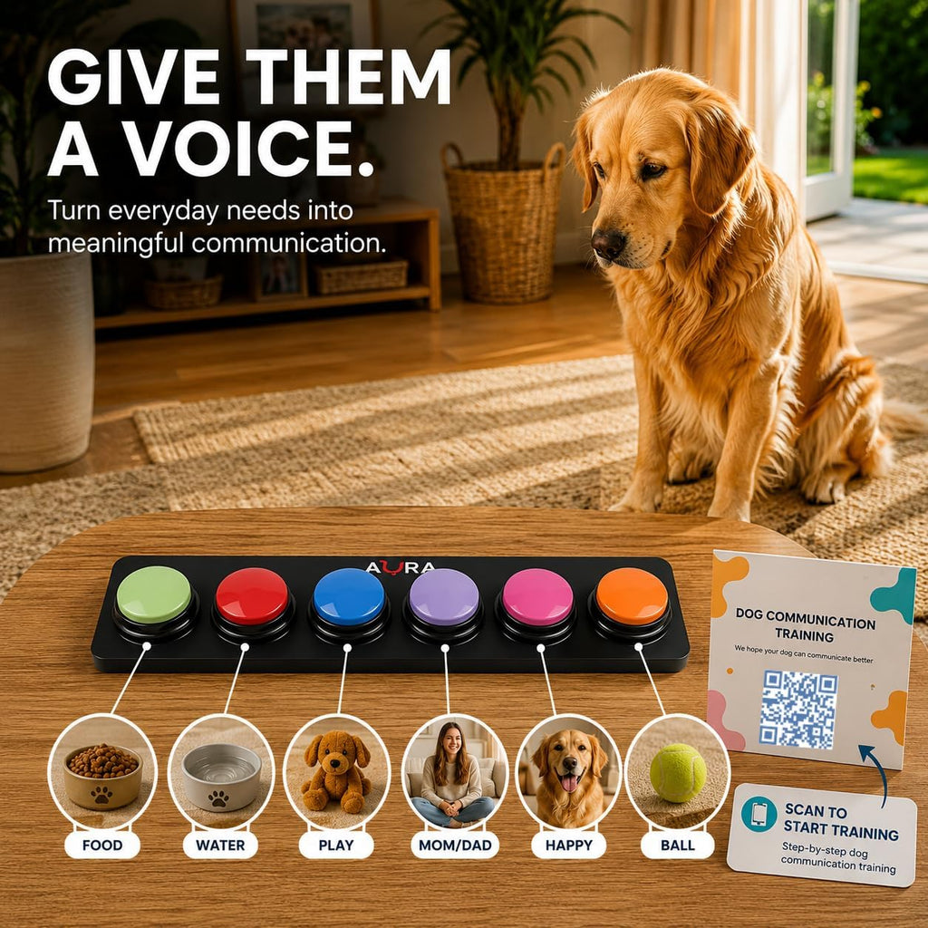 A-URA Dog Buttons for Communication, Recordable Dog Talking Buttons (6 PC)