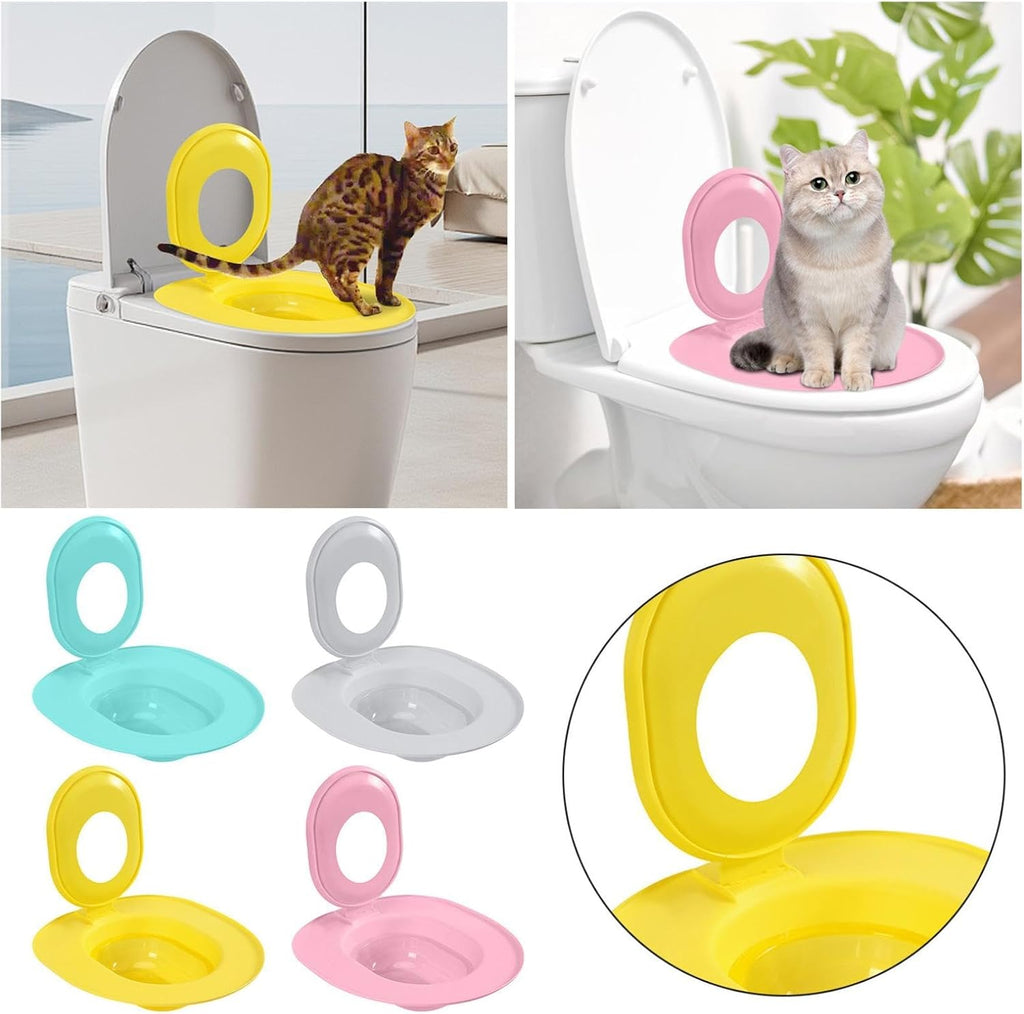 Cat Toilet Seat Training Kit,Removable Pet Toilet Training System,Washable Cleaning Pad for Cats,Reusable Plastic Traine