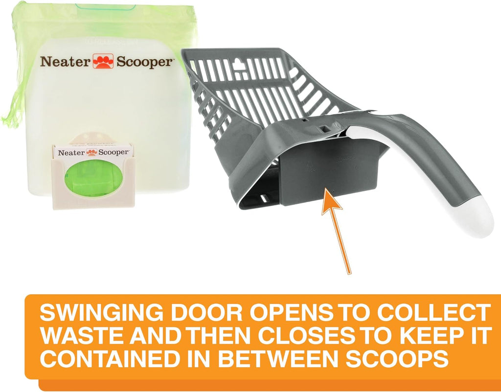 Neater Pet Brands Neater Scooper Standard Litter Scoop, 60 Refill Bags – Mess-Free Cat Litter Scooper with Bag, Spill-Pr