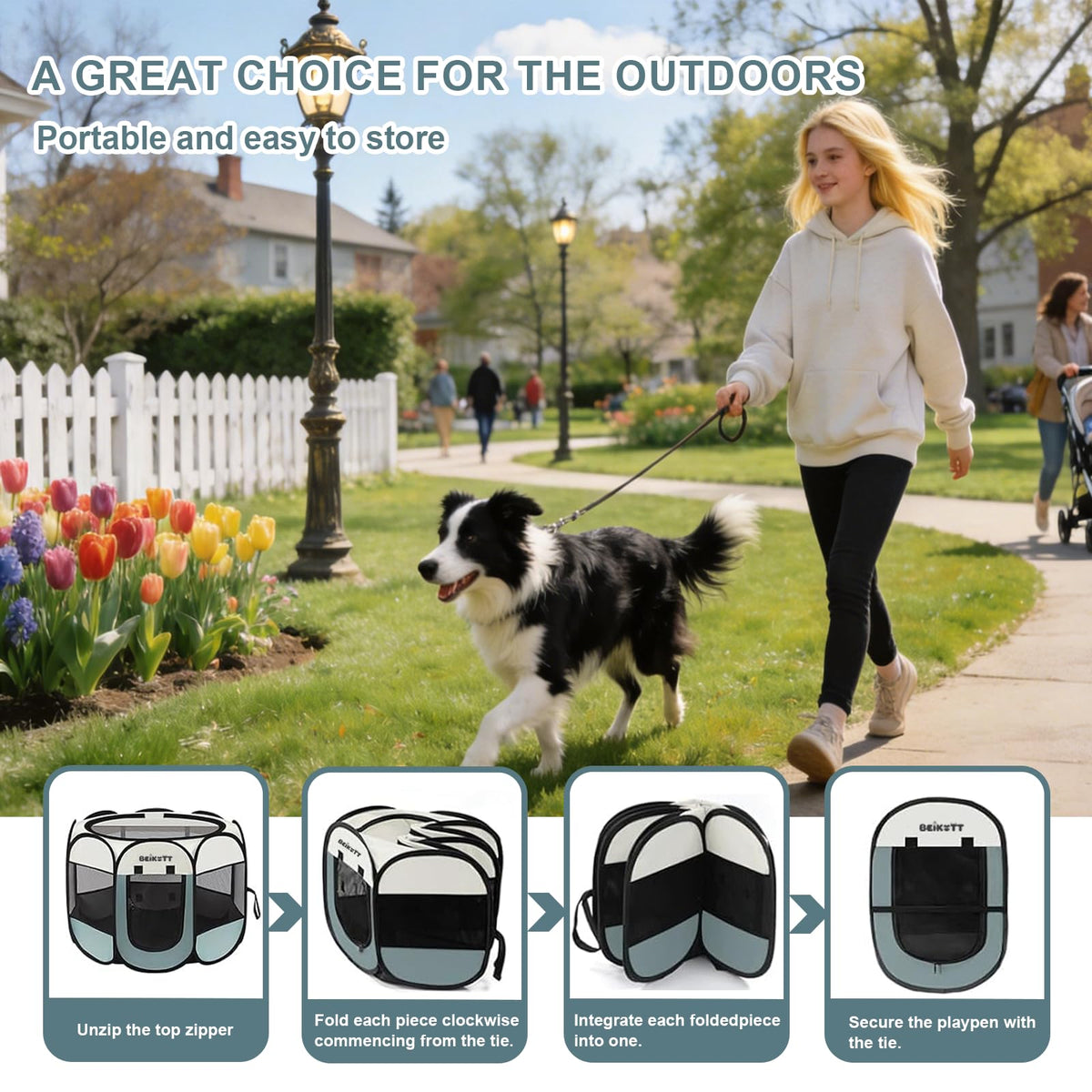 BEIKOTT Dog Cat Playpen, Puppy Pet Crate Tent Cage, Home Enclosure Kennel