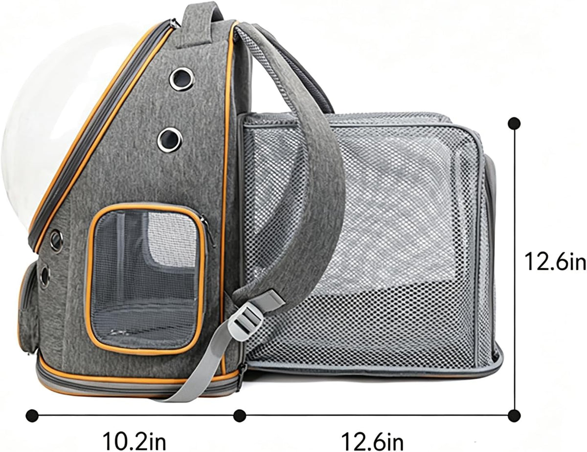 Cat Carrier Backpack with Trolley, Space Capsule Bubble Window (Gray)