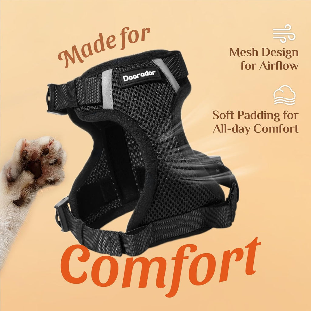 Cat Harness and Leash Set with Neck Release Buckle, Black