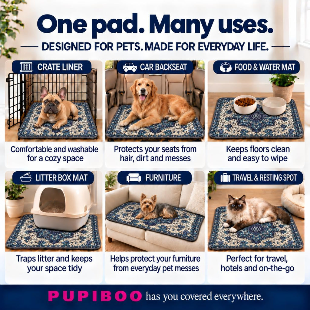 PUPIBOO Washable Pee Pads for Dogs and Cats - Super Absorbent Reusable Puppy Training Pads - 100% Waterproof, Leak-Proof