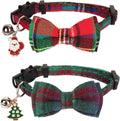 Christmas Cat Collar Breakaway, Plaid Xmas Cat Bow Tie Collar