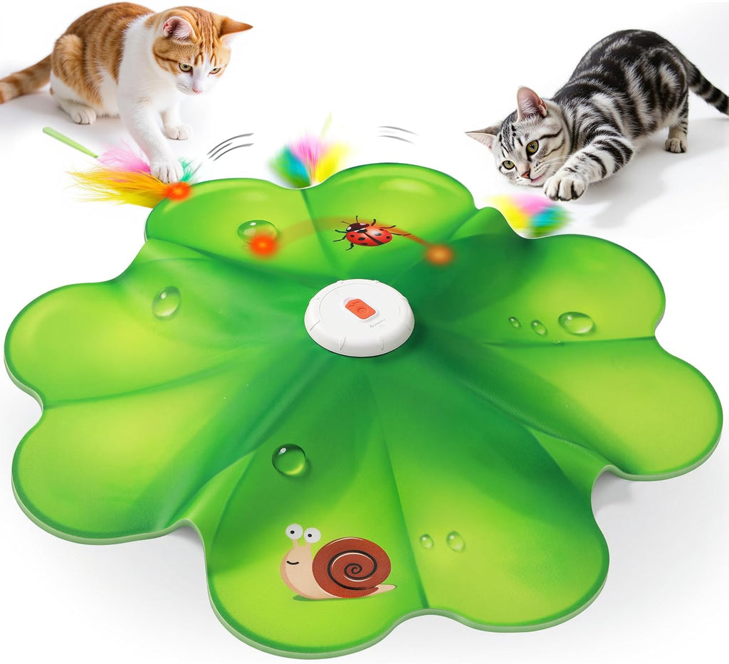 FEELNEEDY Rechargeable Cat Toys, 2 in 1 Hide and Seek Game Interactive Cat Toy, Movable LED Red Dot, Moving Concealed Fe