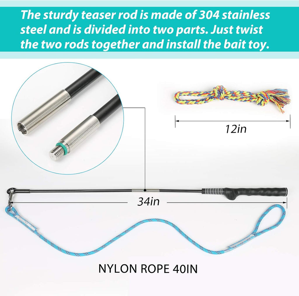 Flirt Pole for Dogs, Interactive Pole for Small Medium Large Dogs