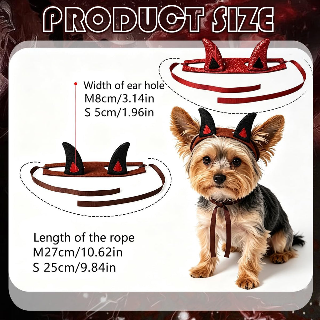 2 Pcs Halloween Devil Horns Headband for Dogs Cats Pet Hair Accessories