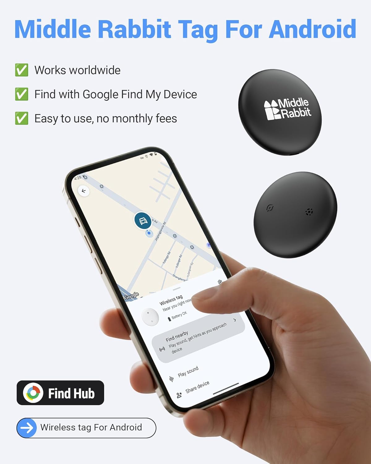 GPS Tracker for Cats, Cat Tracker Collar, Android Only