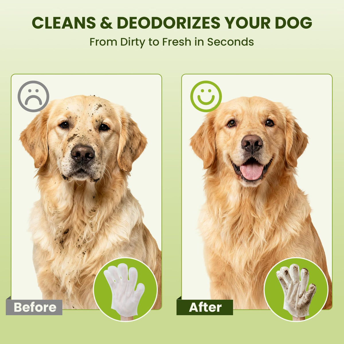 PawSono 36ct Pet Glove Wipes for Dogs, Cats & Small Animals, Coconut Scent
