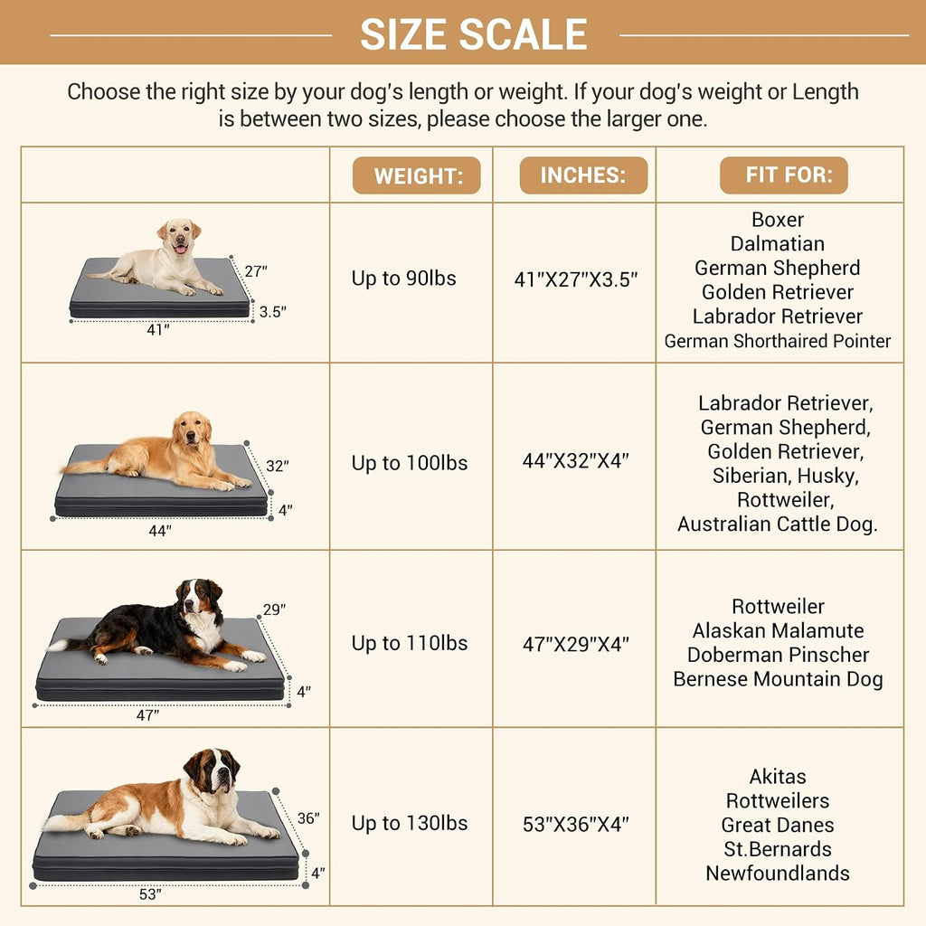 Waterproof XL Dog Bed Large Crate Pad 42" Outdoor Washable Leather Wipeable