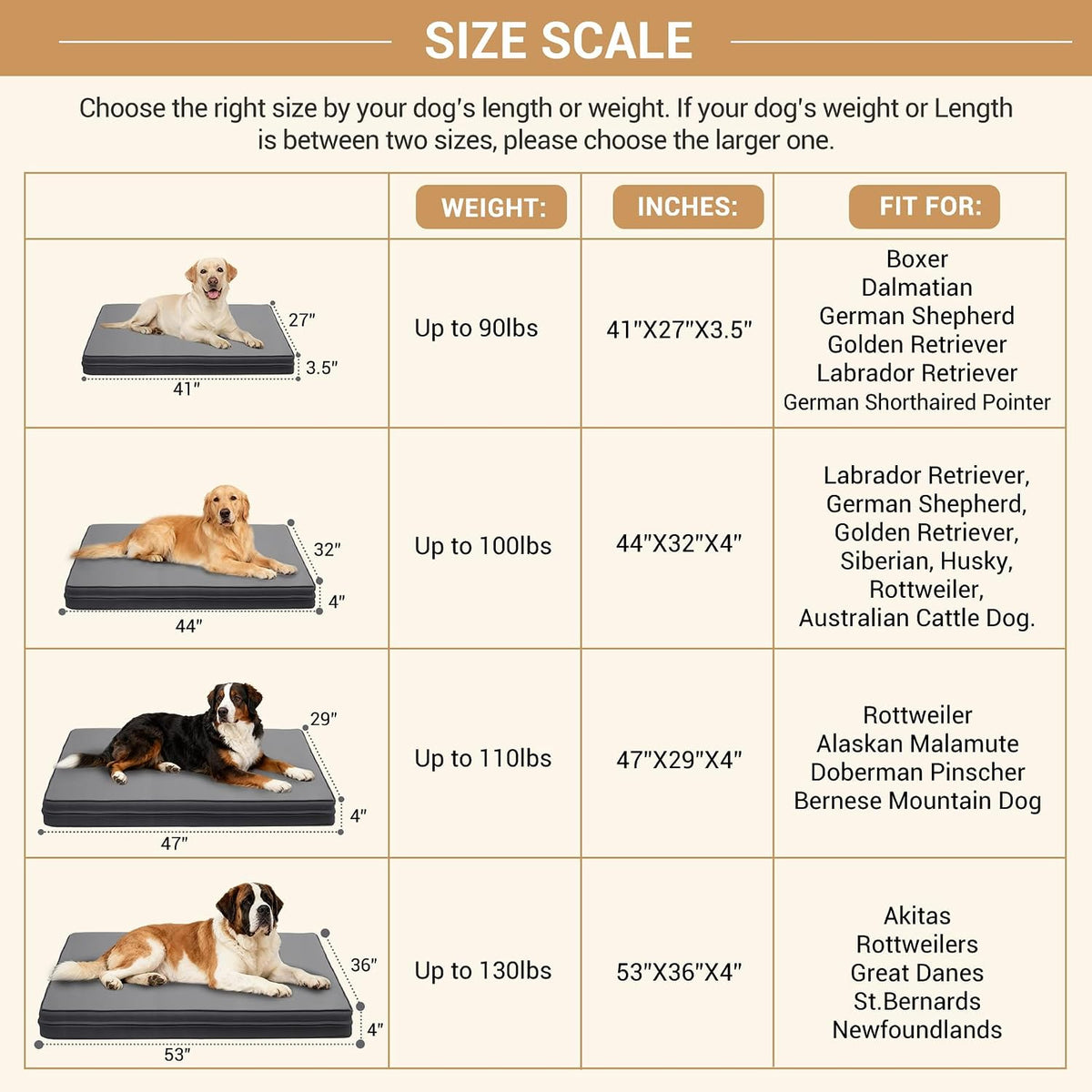 Waterproof XL Dog Bed Large Crate Pad 42" Outdoor Washable Leather Wipeable
