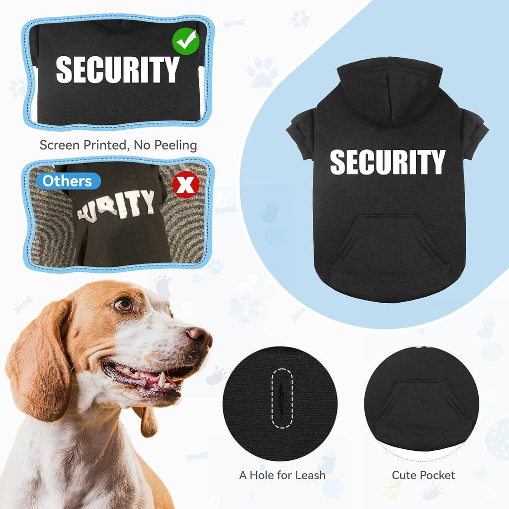 Dog Sweaters for Large Dogs Security Dog Hoodie Soft Brushed Fleece Clothes Sweatshirt with Pocket(XL)