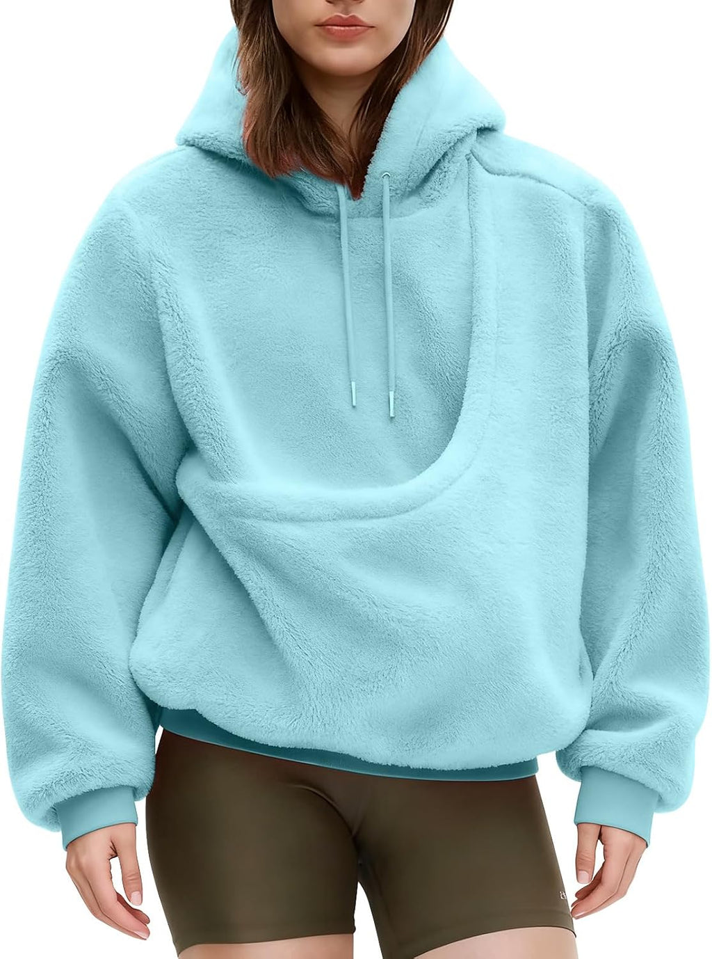 Pet Pouch Hoodie Fleece Cat Dog Carrier Sweatshirt, Blue-M
