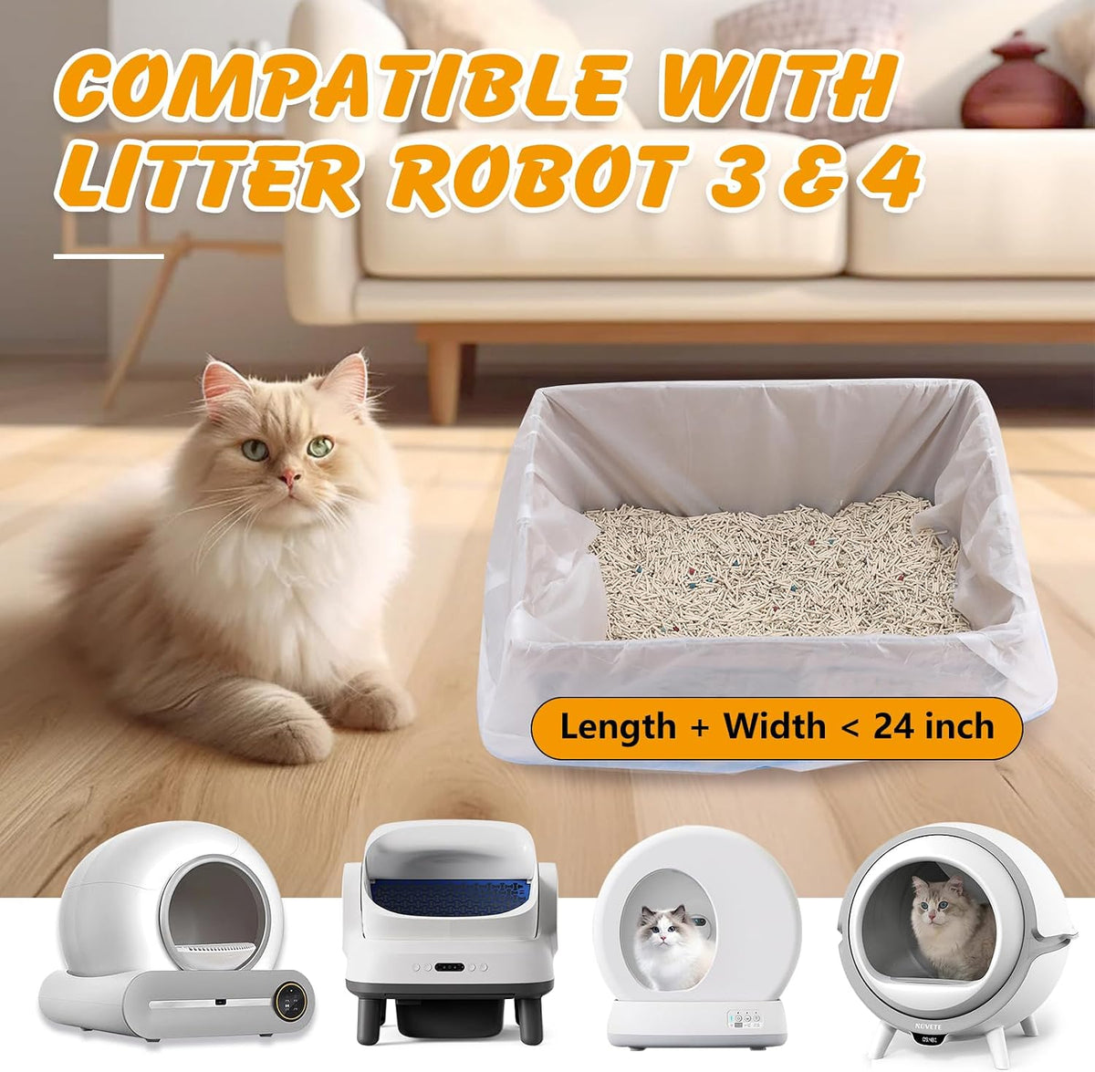 120 Cat Litter Bags Compatible with Litter Robot 3/4/5