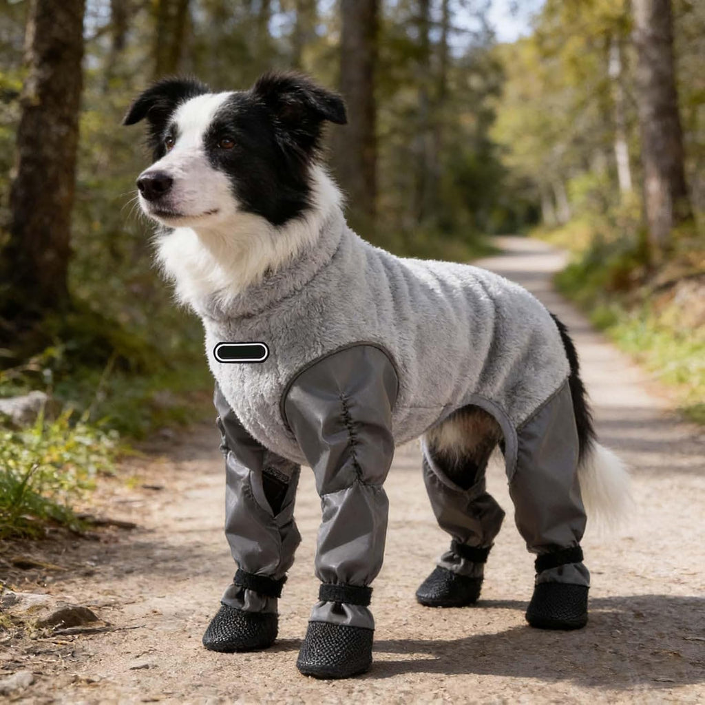 Quilted Insulated Winter Coat with Boots Reflective Full Coverage Outerwear for Small Medium Sized Dogs Outdoor Walking 