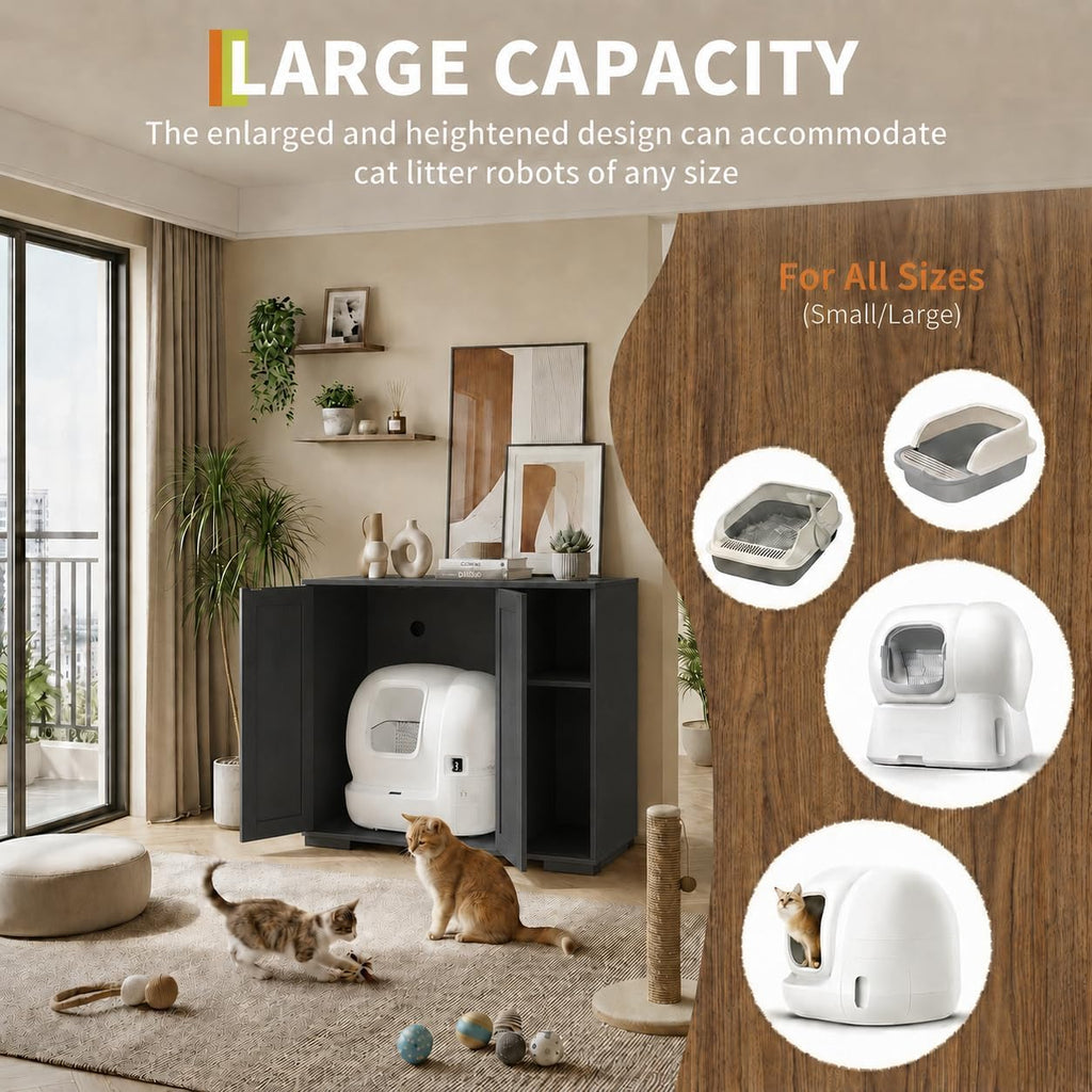 Dog-Proof Hidden Litter Box Enclosure End Table,