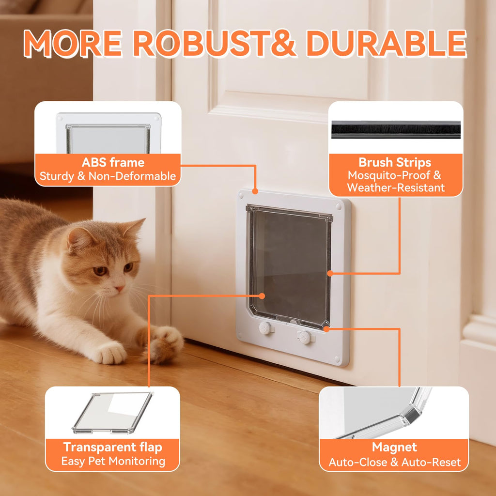 LIBBEPET Cat Door Interior Door, 4 Way Locking for Cats ≤25 lbs，Extra Large