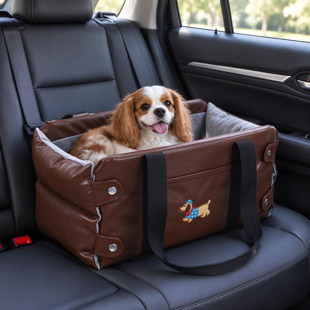 Dog Car Seat 2-in-1 Pet Bed, Soft Plush Travel Carrier for Small Pets