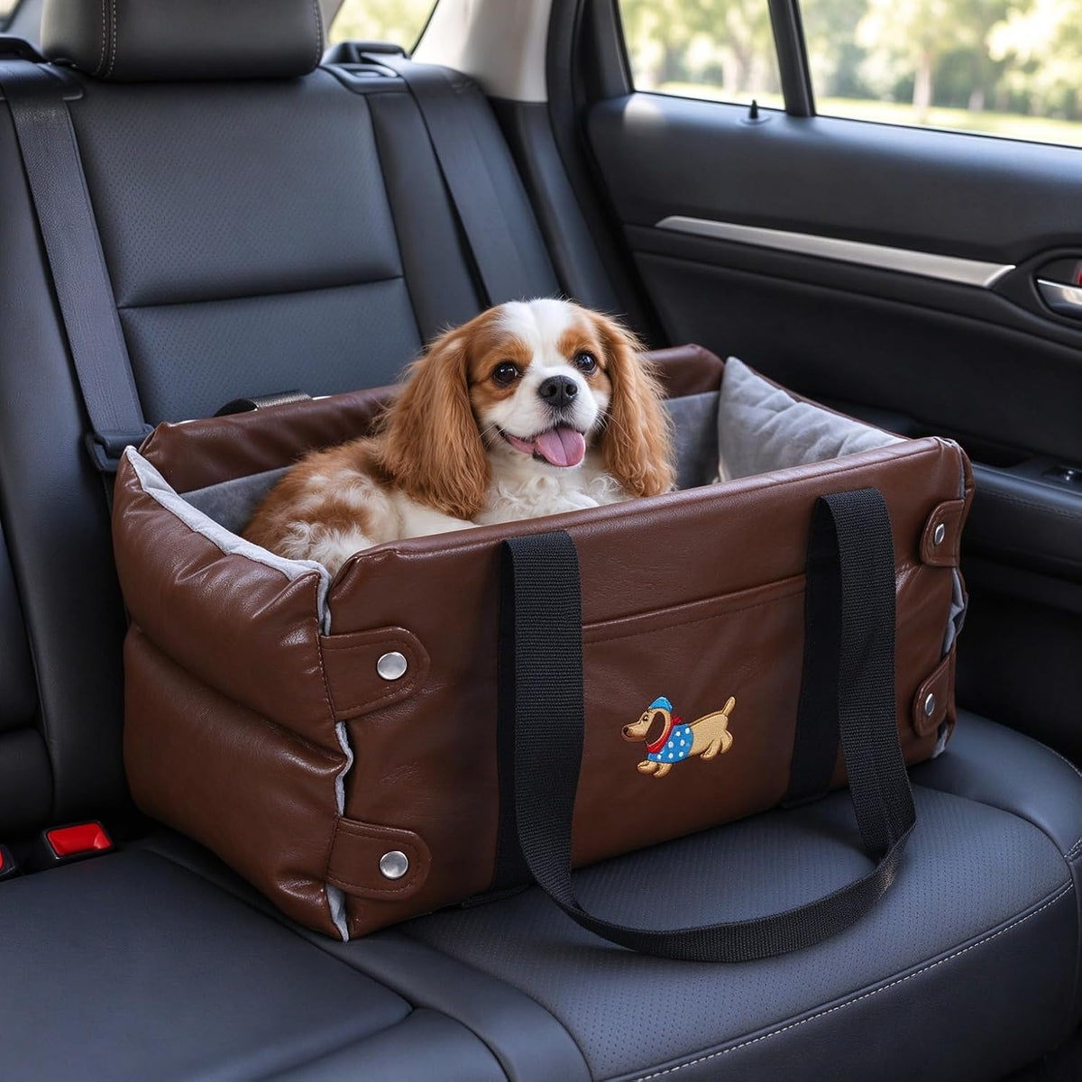 Dog Car Seat 2-in-1 Pet Bed, Soft Plush Travel Carrier for Small Pets