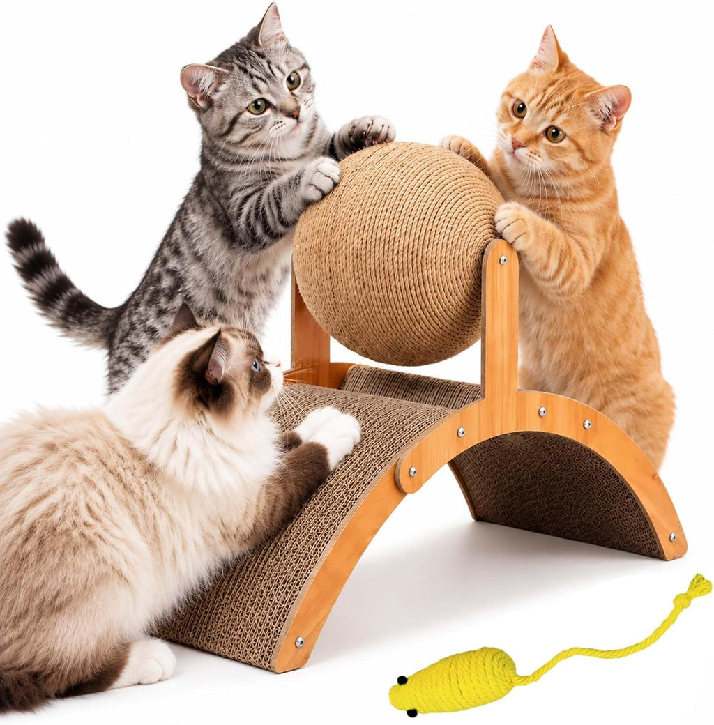 2027 Upgraded Cat Scratching Ball on Stand, Sisal Cat Scratcher Ball，A-M