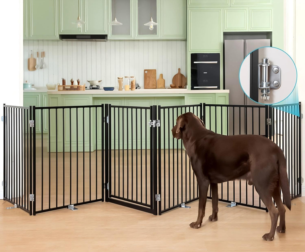 Freestanding Dog Gate with Door for Indoor & Outdoor, 30'' Tall