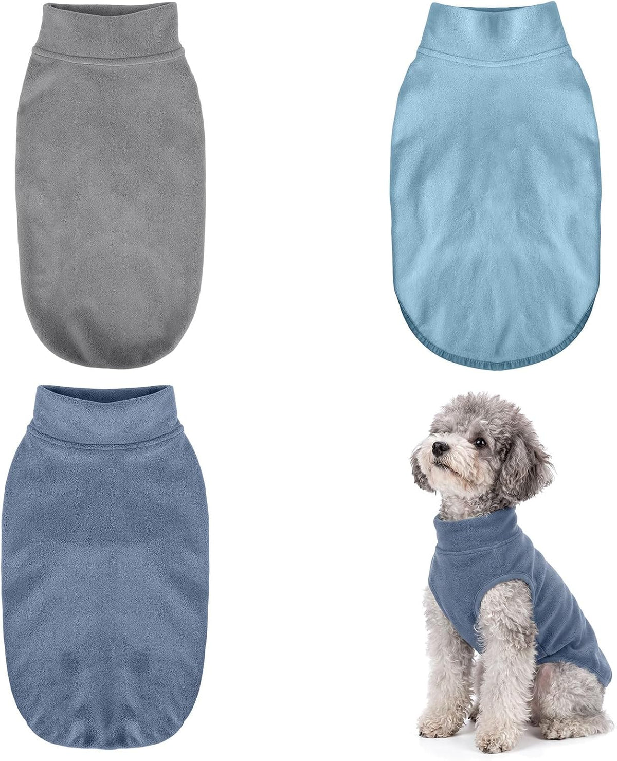 GYALAPERI 3 Pack Fleece Dog Sweaters for small dogs, Stretch Pullover Vest