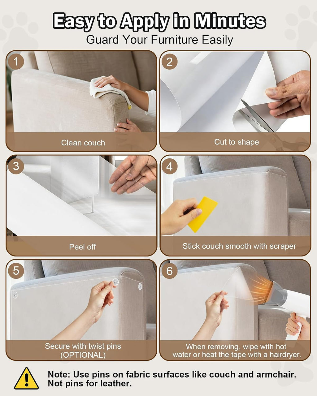 Cat Scratch Furniture Protector Couch - 1 Roll Clear PET 7.9 x 196.8 Inch