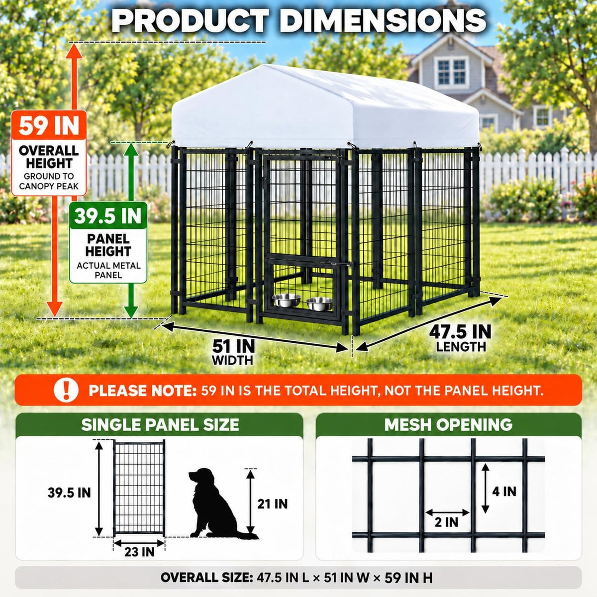 VAGGER 4x4x5 FT Dog Kennel Outdoor with Roof