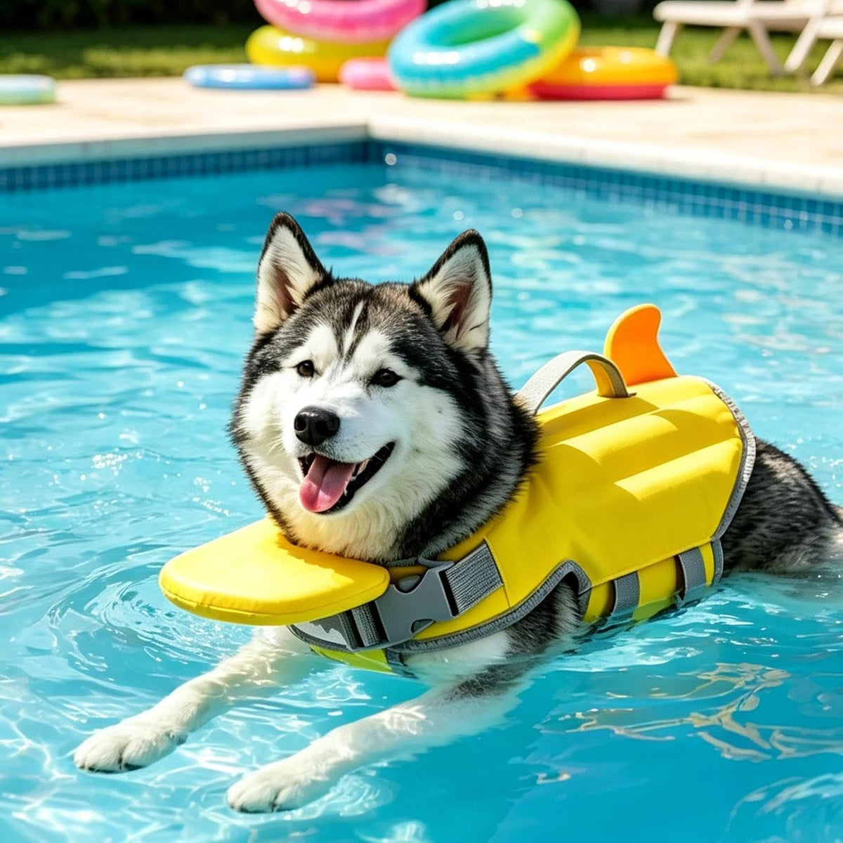 Dog Life Vest XS/S/M,Nylon Swim Jacket Adjustable with Chin Rest FrontFloat