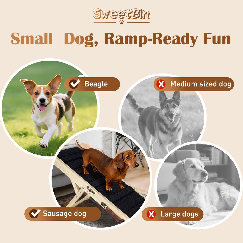 2026 Upgraded Dog Ramp for Couch - Foldable Small Dog Ramp for Bed - 4 Adjustable Height from 12" to 20" - Portable Pet 